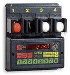 Clocks for hourly rate for bowls game with control of 4 small balls diam.35-40mm