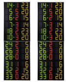 FIBA approved statistics scoreboards (side displays) showing the Player No., Fouls/Penalties and Points of 12 players on the 2 teams