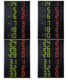 FIBA approved Statistics scoreboards (side displays) showing the Player No. and Fouls/Penalties of 12 players on the 2 teams