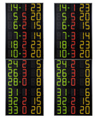 Tabelloni elettronici laterali (guanciali) omologati FIBA, che visualizzano il N.ro di maglia, i Falli / Penalità ed i Punti dei 12 giocatori delle 2 squadre
