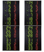 Tabelloni elettronici laterali (guanciali) omologati FIBA, che visualizzano il N.ro di maglia ed i Falli / Penalità dei 12 giocatori delle 2 squadre